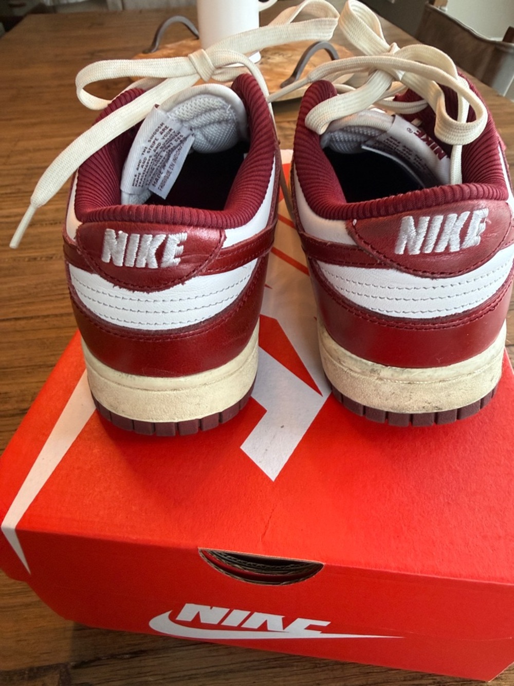 Nike Dunk Low PRM team red white Retro Sneakers size 8 - Picture 6 of 10